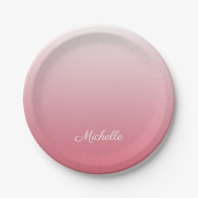 Prato De Papel Salmão-verde-preto personalizado, rosa (Frente)