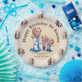 Prato De Papel Salmon Pink Pediatrician Birthday Star Photo Edita
