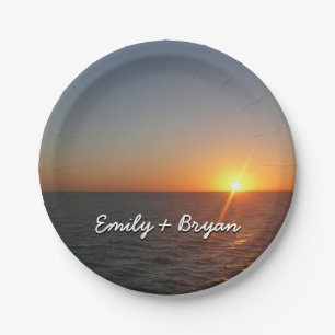 Prato De Papel Salto do Sol no Mar III Horizonte Oceano