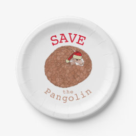 Prato De Papel Salve o Slogan do Pangolin no Natal