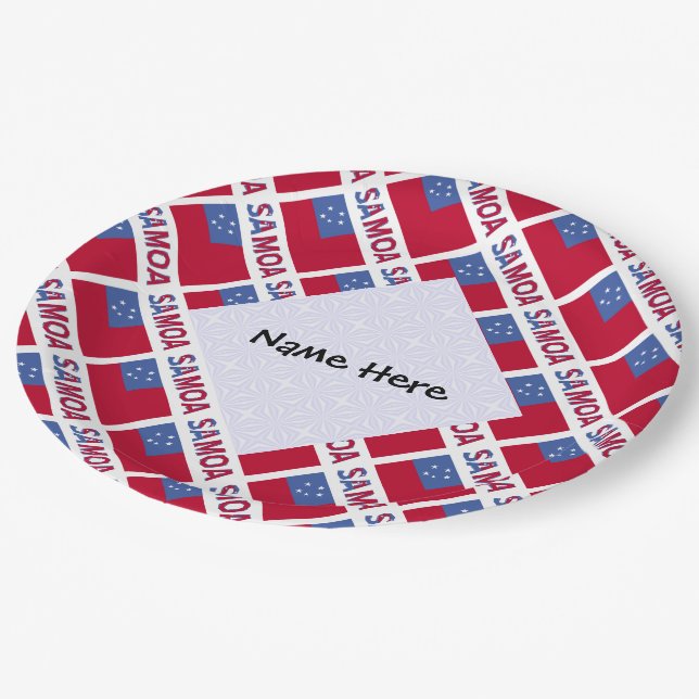 Prato De Papel Samoa e Bandeira de Samoa Personalizadas em Mosaic (Inclinado)