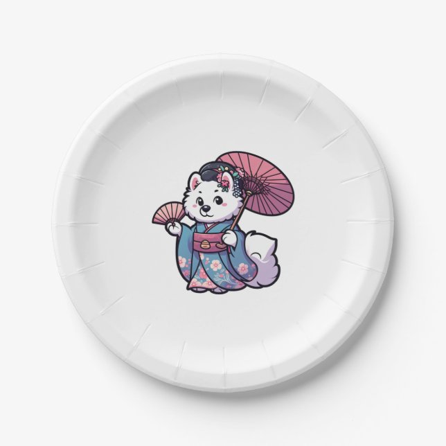 Prato De Papel Samoyed Dog Kimono (Frente)