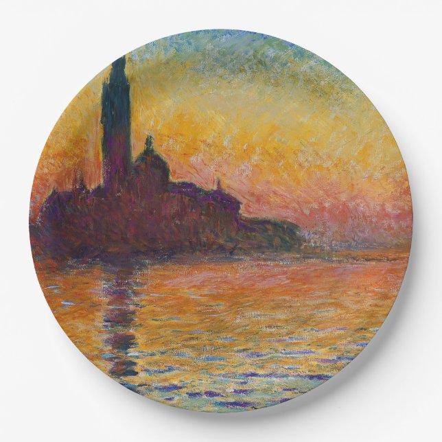 Prato De Papel San Giorgio Maggiore em Dusk (por Claude Monet) (Frente)