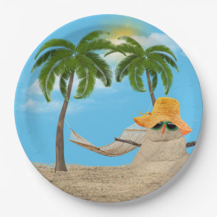 Prato De Papel Sandman Tropical Com Placa De Papel Hammock