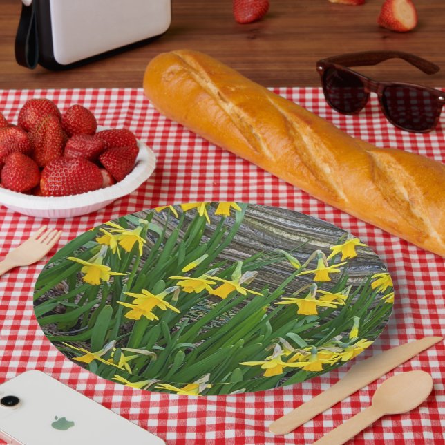 Prato De Papel Sangue de Daffodil Amarelo Floral (Piquenique)