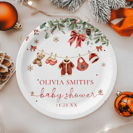 Prato De Papel Santa Baby Winter Christmas Baby Shower