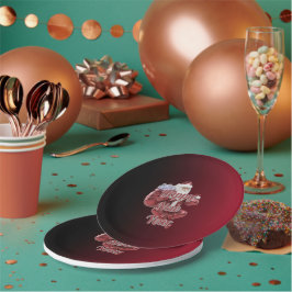 Prato De Papel Santa Claus Happy New Year Disposable Paper Plates