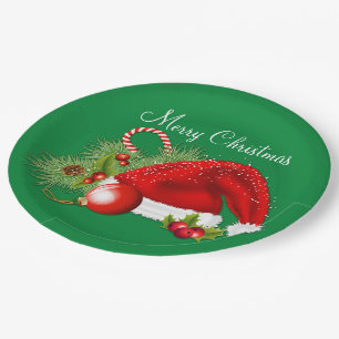 Prato De Papel Santa Hábita Livro Verde Festivo de Natal Plates