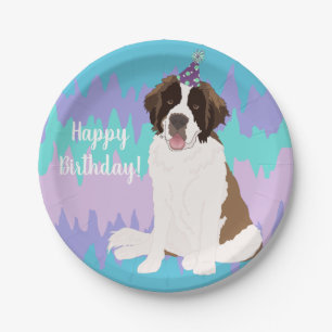 Prato De Papel Santo Bernard Birthday Paper Plate