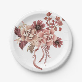 Prato De Papel Santuário Russo de Autumn Blooms Watercolor