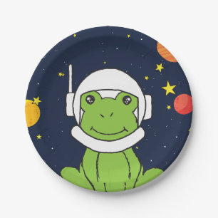 Prato De Papel Sapo Astronauta Animal Com Capacete Espacial Clipa