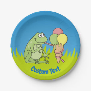 Prato De Papel Sapo com placa de papel Icecream
