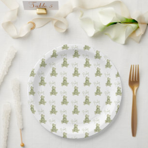 Prato De Papel Sapo Verde Bebê Simpático Fantasia Chuveiro de Beb