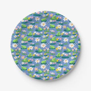 Prato De Papel Sapos e Lily Pads CHÁ DE FRALDAS de aniversário bo