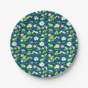 Prato De Papel Sapos e Lily Pads CHÁ DE FRALDAS de aniversário bo