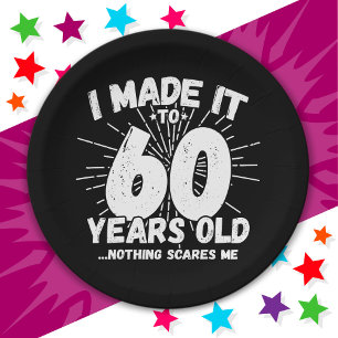 Prato De Papel Sarcástico de 60 anos Meme Engraçado 60º aniversár