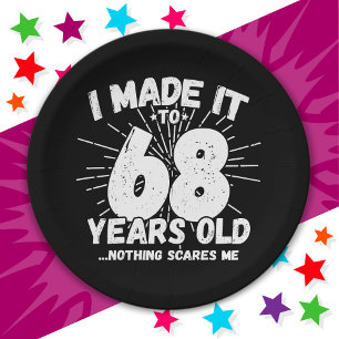 Prato De Papel Sarcástico de 68 anos Meme Engraçado 68 anos anive