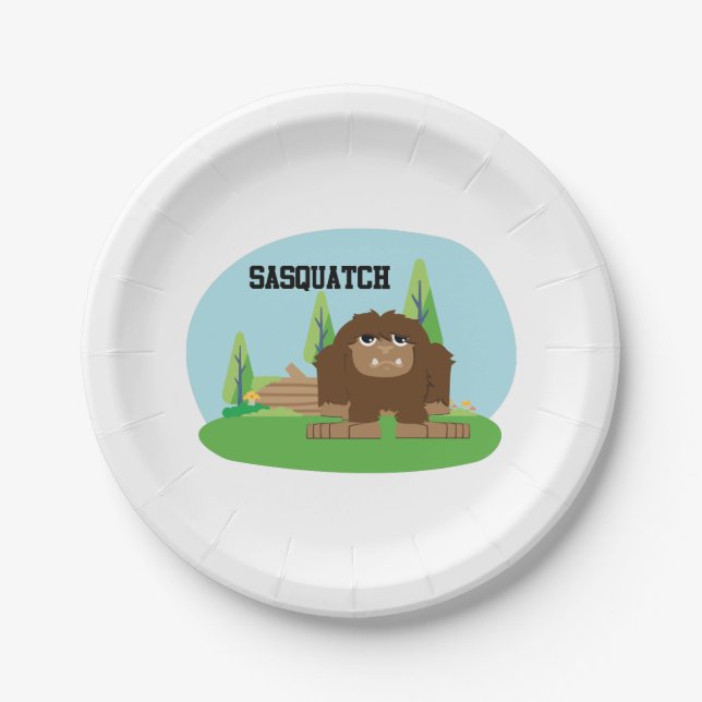 Prato De Papel Sasquatch de Cartoon Bonito (Frente)