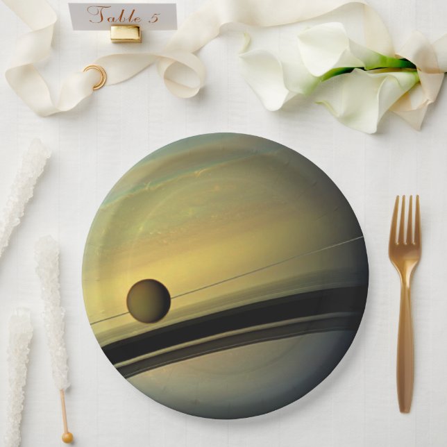 Prato De Papel Saturn Tableware from the Celestial Collection (Casamento)
