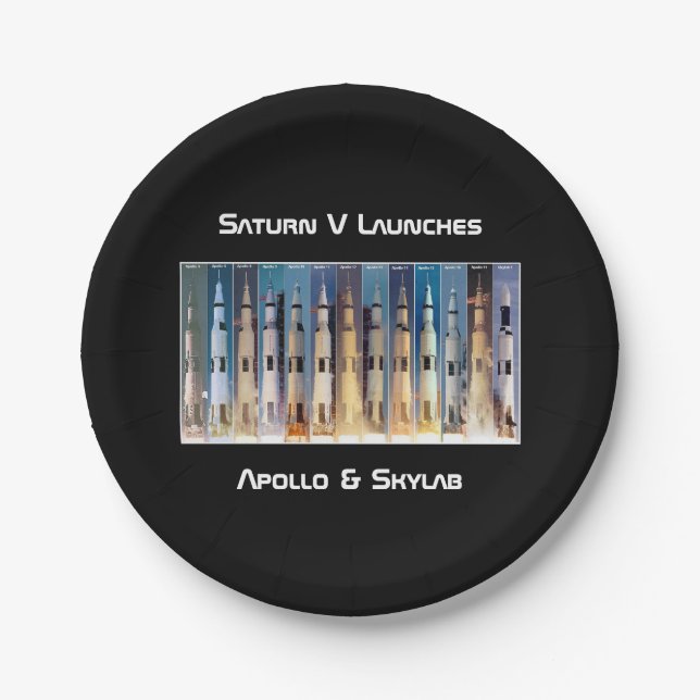 Prato De Papel Saturn V Moon Rocket Launts (Lâmpada Saturno V) (Frente)
