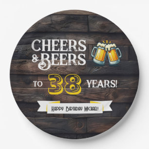Prato De Papel Saudações e Cervejas para 38 Anos de Aniversário R