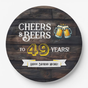 Prato De Papel Saudações e Cervejas para 49 Anos de Aniversário R