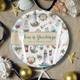 Prato De Papel Saudações Náuticas de Natal Personalizadas
