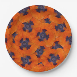 Prato De Papel Scarlet Orange Poppy Sem Costura