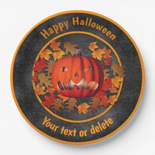 Prato De Papel Scary Jack- O'-Lanterna Personalizado Halloween