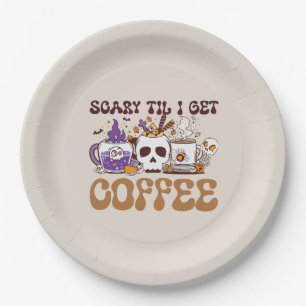 Prato De Papel Scary Til Eu Vou Pegar Café