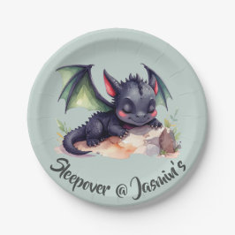 Prato De Papel Schlafender Drache mit grünen Flügeln 