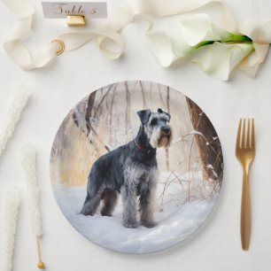 Prato De Papel Schnauzer Deixe Nevar Natal