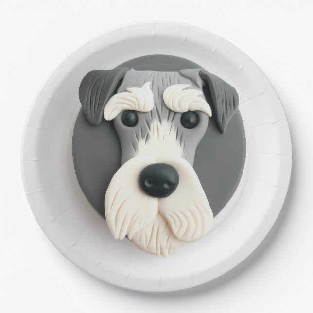 Prato De Papel Schnauzer Dog 3D Inspirado (Frente)
