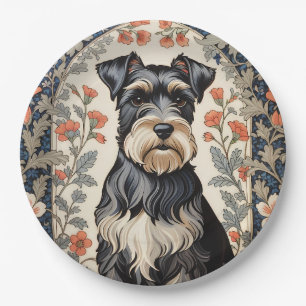 Prato De Papel Schnauzer Elegante Inspirado em Floral de William