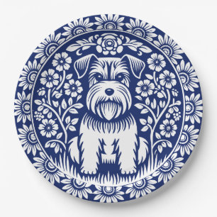 Prato De Papel Schnauzer ou Norfolk Terrier Charming FolArt