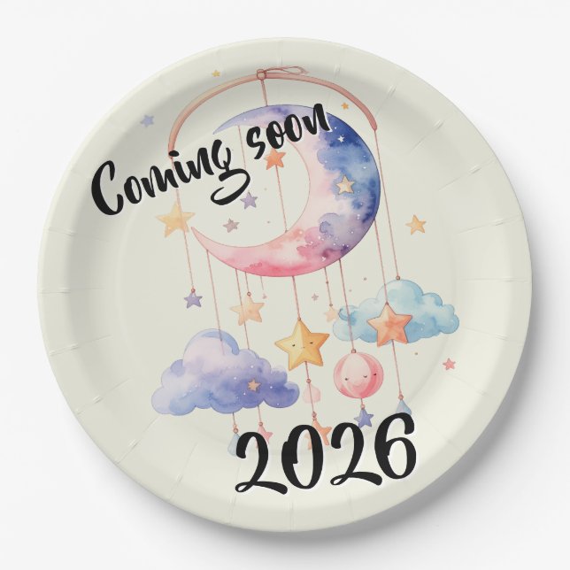 Prato De Papel Schwangerschaft baby 2026 Wolken mobile  (Frente)