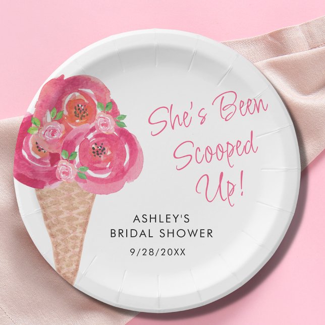 Prato De Papel Scooped Up Ice Cream Bridal Shower Personalized (Criador carregado)