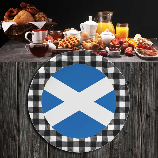 Prato De Papel Scotland Plate, xadrez de búfalos e Bandeira Escoc (Criador carregado)