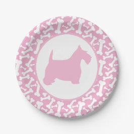 Prato De Papel Scottie e ossos cor-de-rosa de Buncha