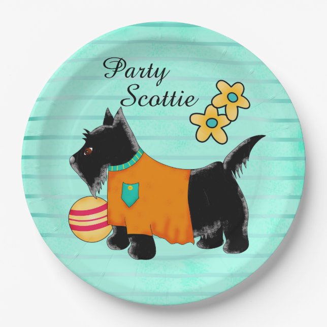 Prato De Papel Scottie Terrier Dog Name Personalizado (Frente)