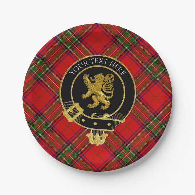 Prato De Papel Scottish Clan Crest Lion Tartan (Frente)