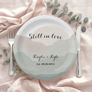 Prato De Papel Script Boho Aquarela Montanha