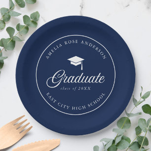Prato De Papel Script de Diploma Editable Cor Graduado