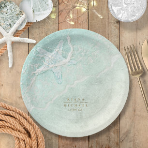 Prato De Papel Sea Foam Beach Wedding Starfish ID837