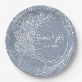 Prato De Papel Sea Shell Dusty Blue Coastal Beach