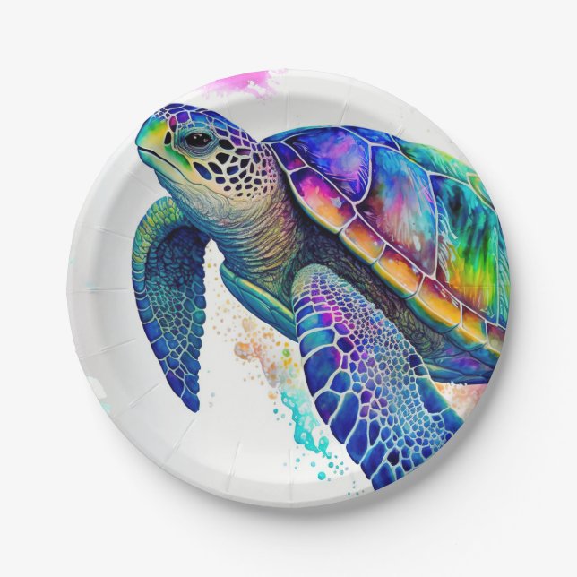 Prato De Papel Sea Turtle Ocean Marine Life Beach Nature (Frente)