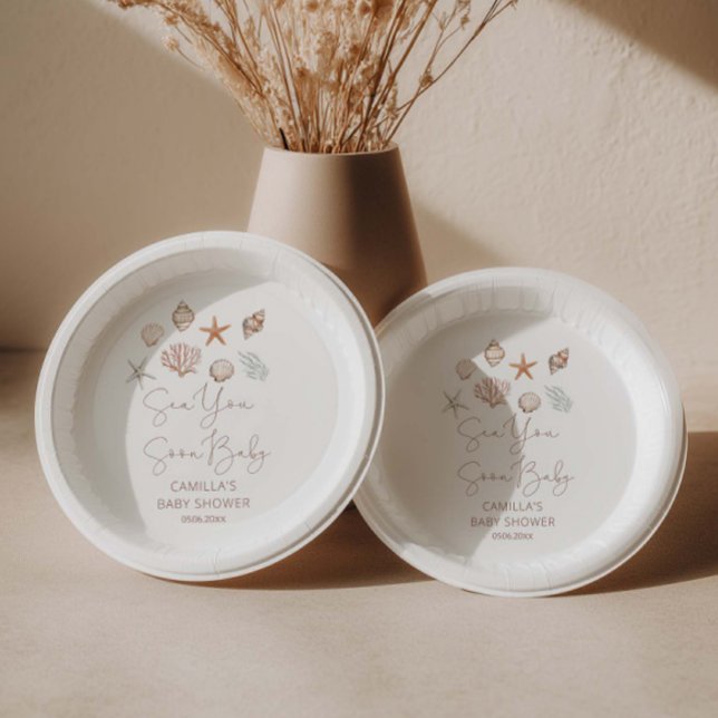 Prato De Papel Sea You Soon Coastal Baby Shower  (Criador carregado)