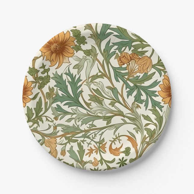 Prato De Papel Seamless Arts and Crafts style repeating pattern (Frente)