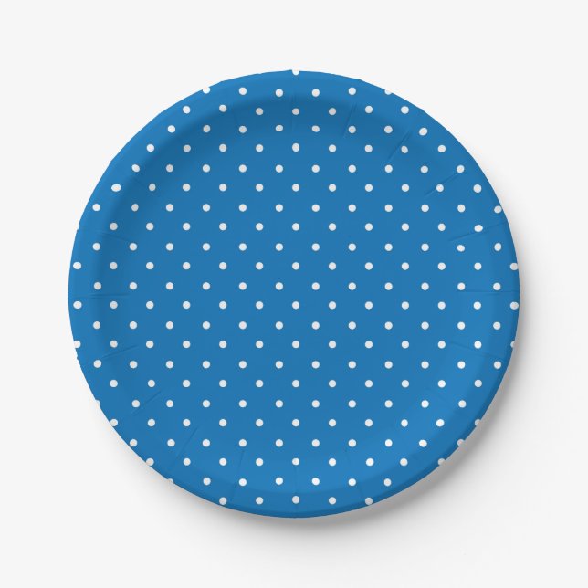 Prato De Papel Seamless blue background polka dot pattern  (Frente)