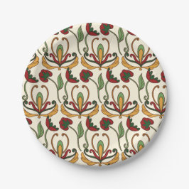 Prato De Papel Seamless floral pattern with red and yellow 